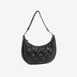 BOLSO DE MUJER, COLOR NEGRO, SERIE RIVETS. 24.5x14x4.5 cm