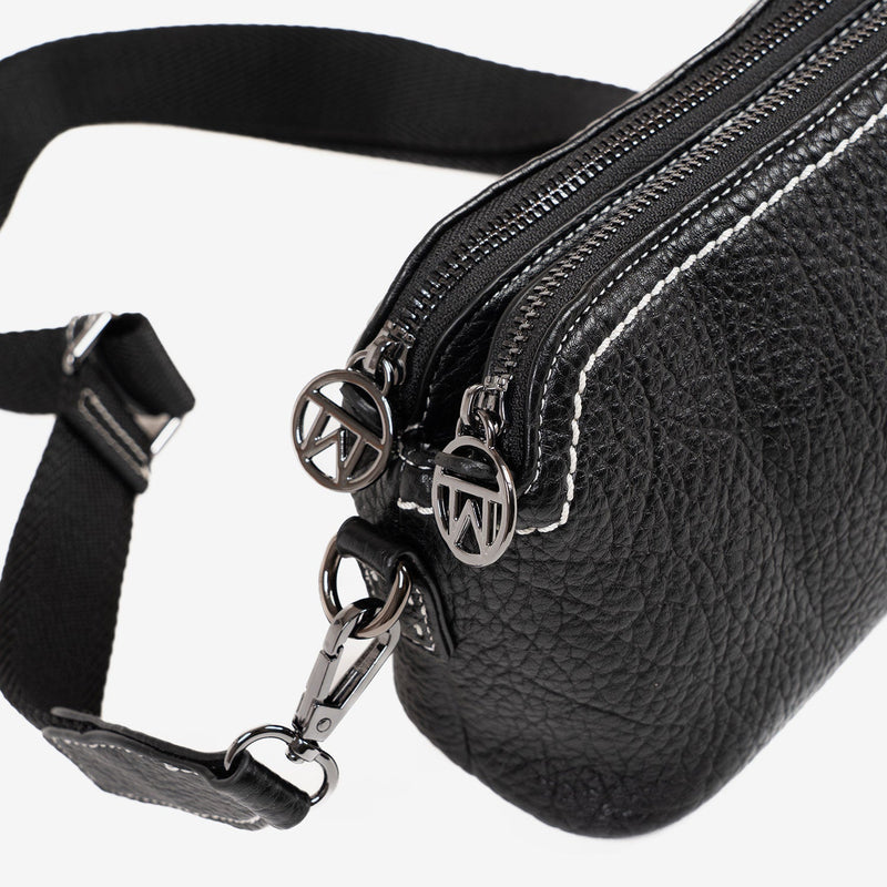 WOMEN'S CROSSBODY BAG, BLACK COLOR, MAHOGANY SERIES. 21.5x14x08 cm