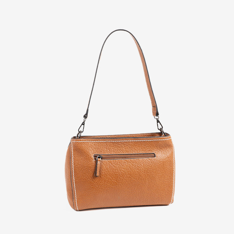 SHOULDER BAG WITH CROSSBODY BAG, LEATHER COLOR, MAHOGANY SERIES. 27.5x20x11cm