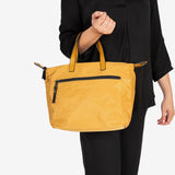 WOMEN'S HAND BAG WITH SHOULDER STRAP, MUSTARD COLOR, ALISO SERIES. 27x23x15 cm