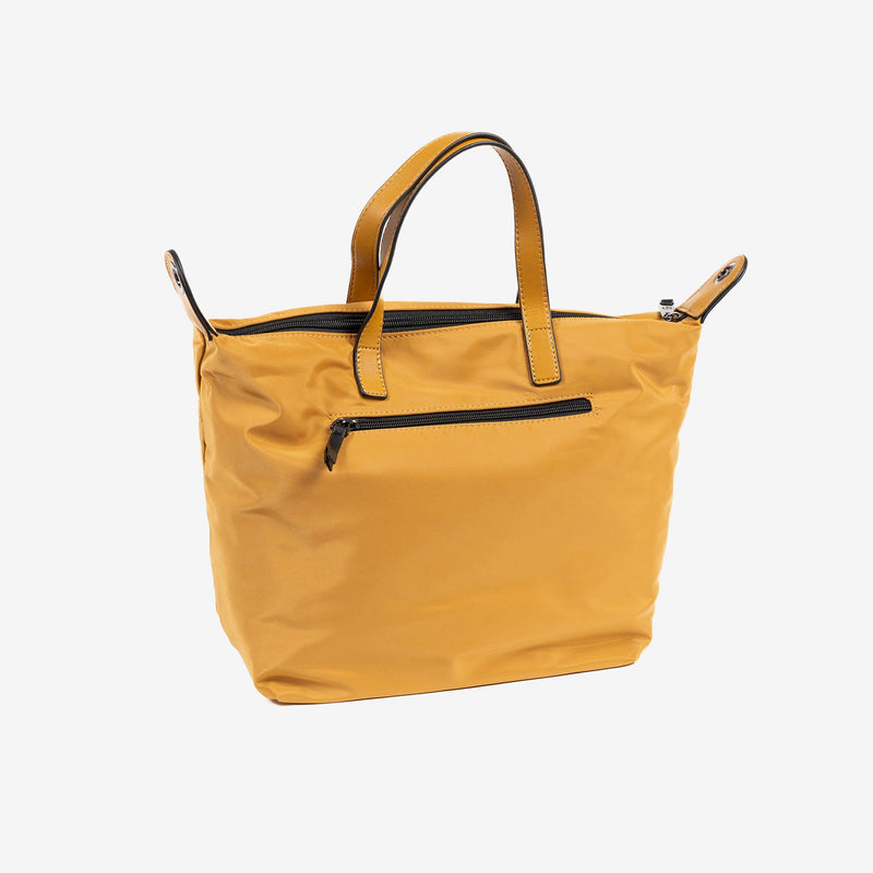 WOMEN'S HAND BAG WITH SHOULDER STRAP, MUSTARD COLOR, ALISO SERIES. 27x23x15 cm