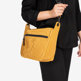 WOMEN'S CROSSBODY BAG, MUSTARD COLOR, ALISO SERIES. 24x20x10 cm