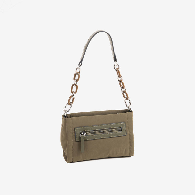 SHOULDER BAG WITH CROSSBODY BAG, GREEN COLOR, WALNUT SERIES. 20x12x10cm