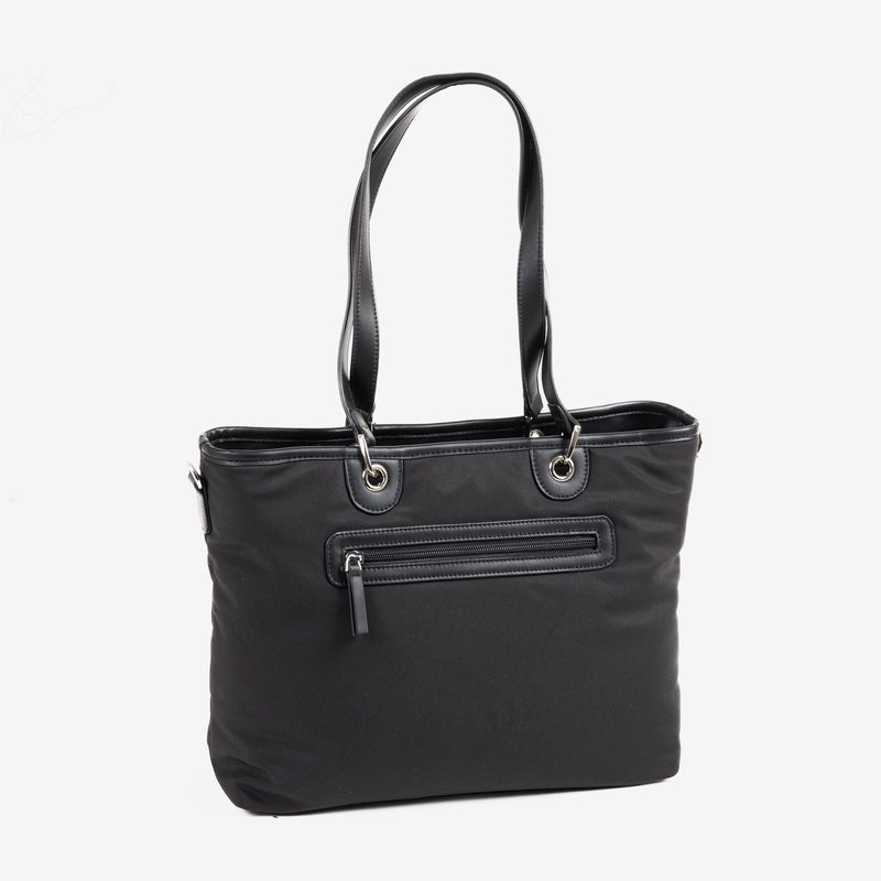 Bolso shopper negro con cremallera sale