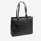 SHOPPER BAG WITH ZIPPER, BLACK COLOR, ACACIA SERIES. 35x30x13 cm