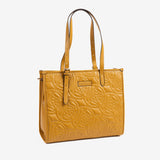 SHOPPER BAG WITH ZIPPER, MUSTARD COLOR, ACACIA SERIES. 35x30x13cm