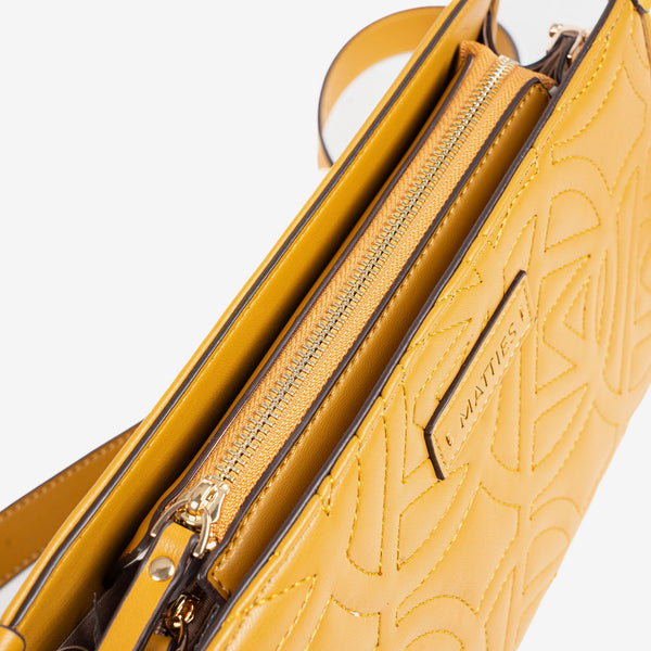 WOMEN'S CROSSBODY BAG, MUSTARD COLOR, ACACIA SERIES. 28x18x09 cm