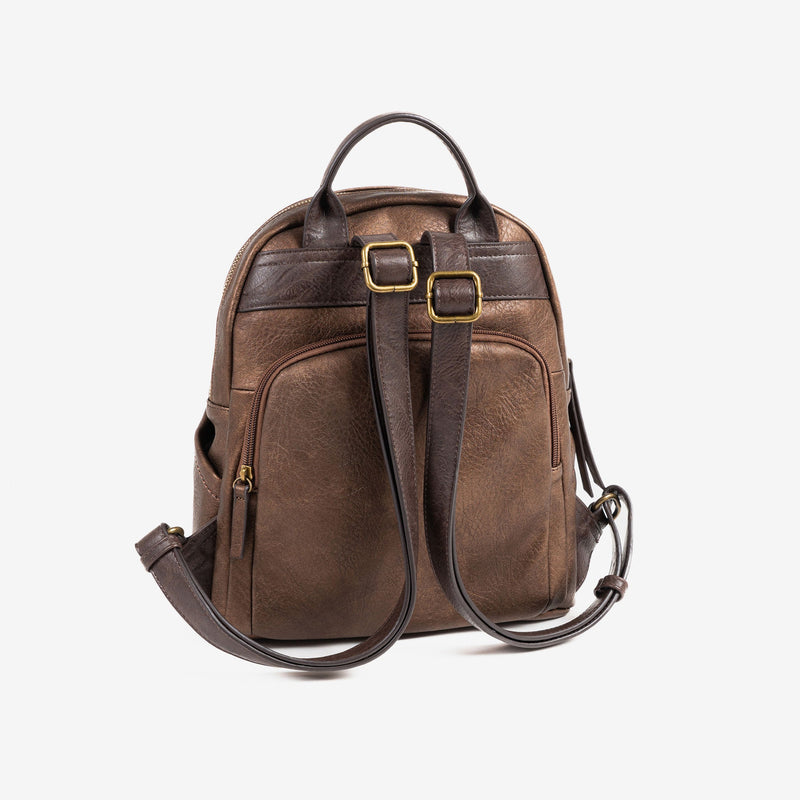 WOMEN'S BACKPACK, BRONZE COLOR, OLMO SERIES. 28.5x30x13cm