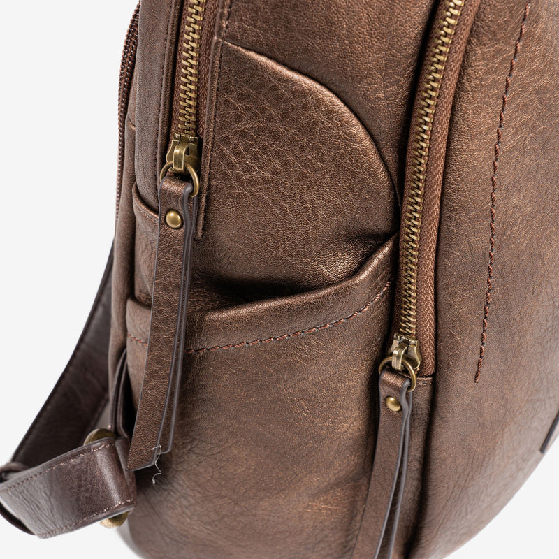 WOMEN'S BACKPACK, BRONZE COLOR, OLMO SERIES. 28.5x30x13cm