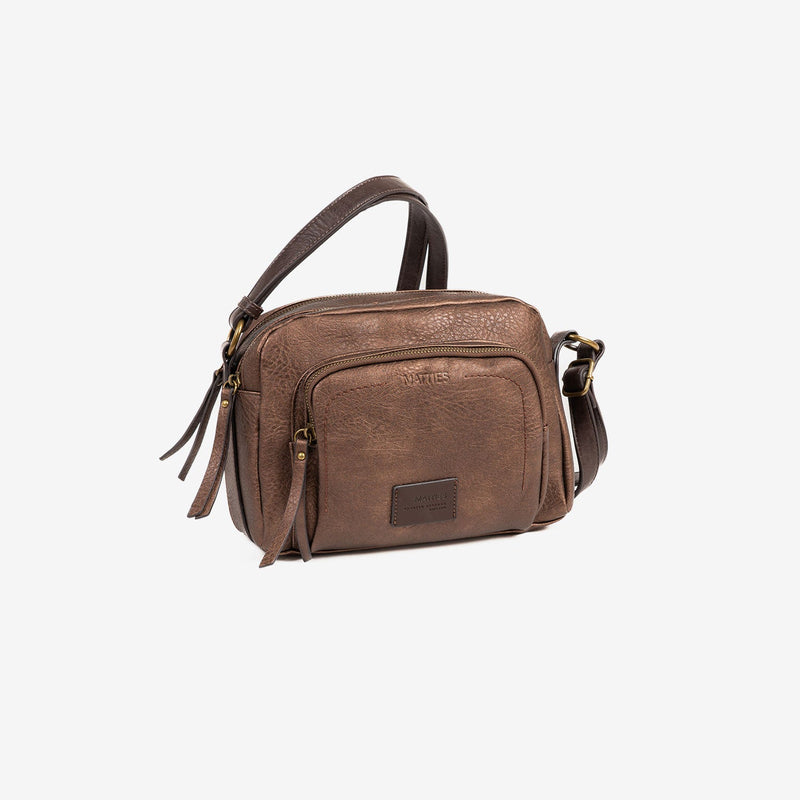 WOMEN'S CROSSBODY BAG, BRONZE COLOR, OLMO SERIES. 25x17x10 cm