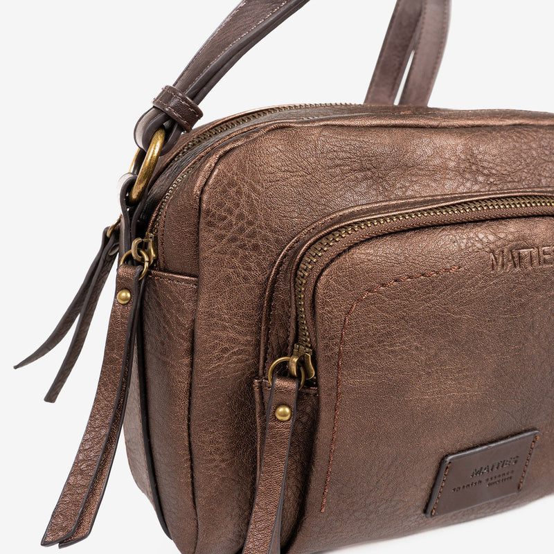 WOMEN'S CROSSBODY BAG, BRONZE COLOR, OLMO SERIES. 25x17x10 cm