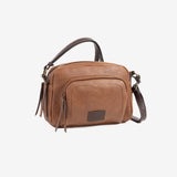 WOMEN'S CROSSBODY BAG, LEATHER COLOR, OLMO SERIES. 25x17x10cm