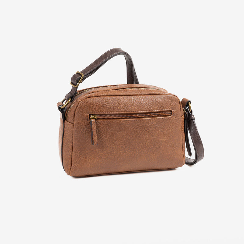 WOMEN'S CROSSBODY BAG, LEATHER COLOR, OLMO SERIES. 25x17x10cm