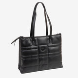 BOLSO SHOPPER CON CREMALLERA, COLOR NEGRO, SERIE LILO. 35x28x12 cm