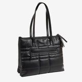 BOLSO SHOPPER CON CREMALLERA, COLOR NEGRO, SERIE LILO. 35x28x12 cm