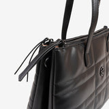 BOLSO SHOPPER CON CREMALLERA, COLOR NEGRO, SERIE LILO. 35x28x12 cm