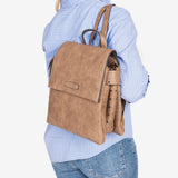 WOMEN'S BACKPACK, TAUPE COLOR, ALAMO SERIES. 26.5x27x13 cm