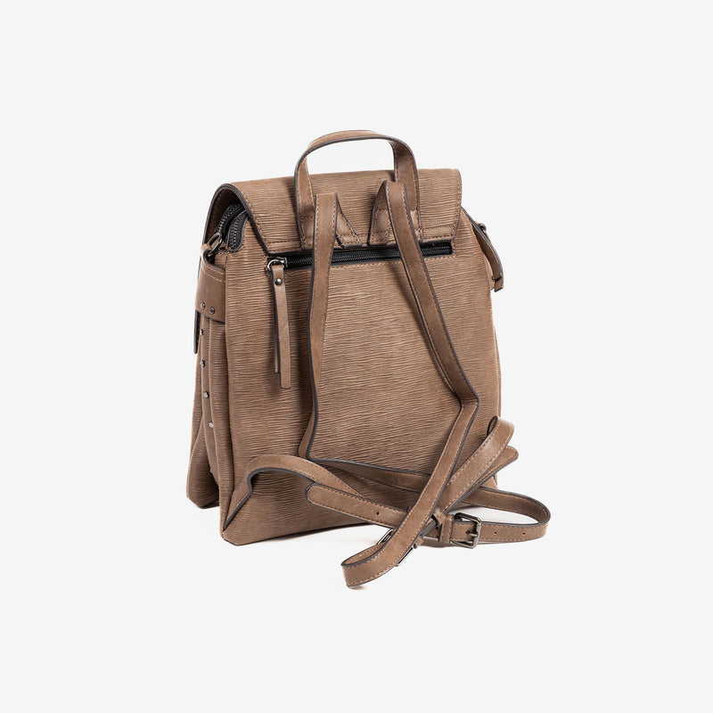 WOMEN'S BACKPACK, TAUPE COLOR, ALAMO SERIES. 26.5x27x13 cm