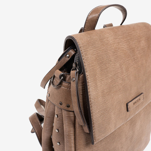 WOMEN'S BACKPACK, TAUPE COLOR, ALAMO SERIES. 26.5x27x13 cm