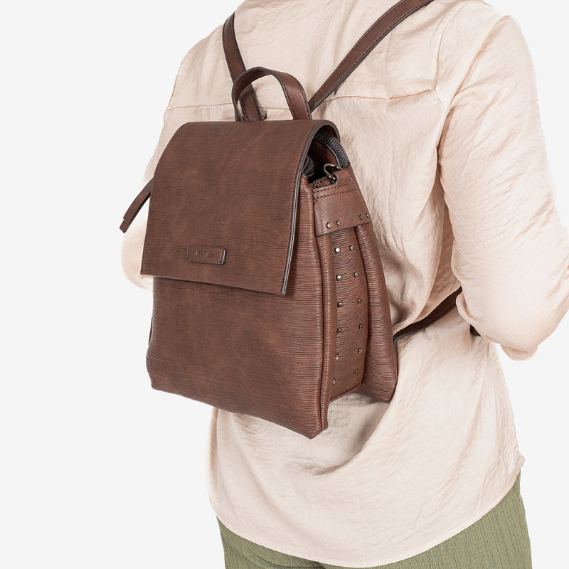 WOMEN'S BACKPACK, BROWN COLOR, ALAMO SERIES. 26.5x27x13cm