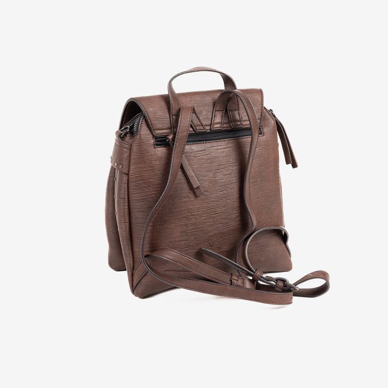 WOMEN'S BACKPACK, BROWN COLOR, ALAMO SERIES. 26.5x27x13cm