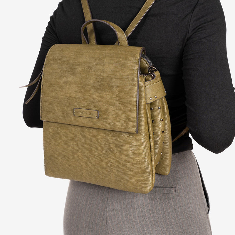 WOMEN'S BACKPACK, GREEN COLOR, ALAMO SERIES. 26.5x27x13 cm