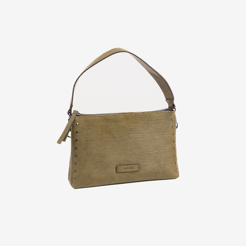 SHOULDER BAG WITH STRAP, GREEN COLOR, ALAMO SERIES. 28x17x07 cm