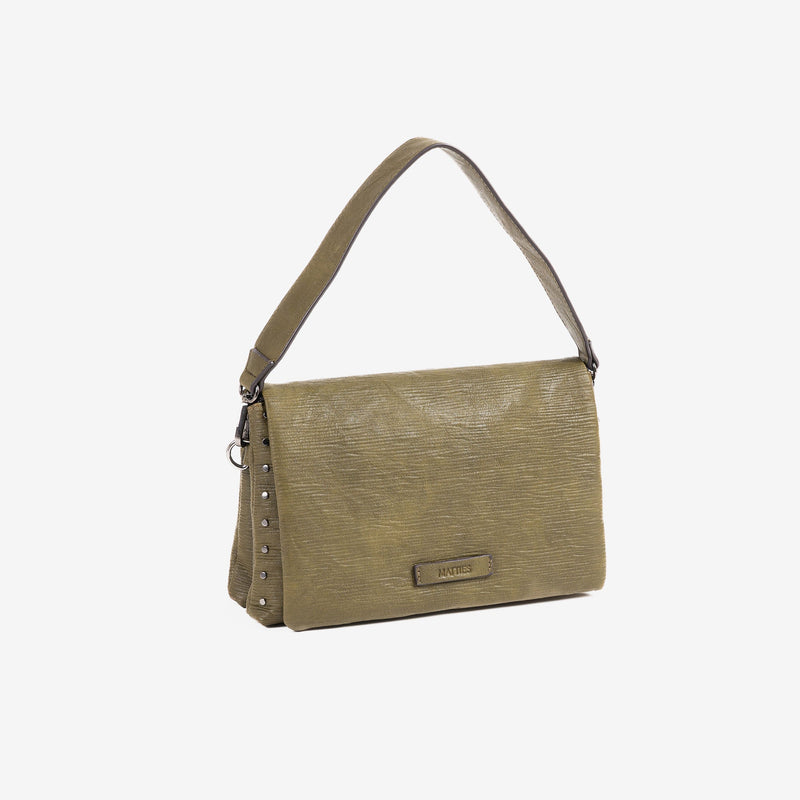 SHOULDER BAG WITH CROSSBODY BAG, GREEN COLOR, ALAMO SERIES. 28x17x07cm