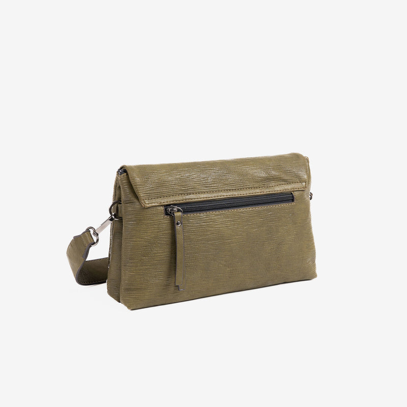 SHOULDER BAG WITH CROSSBODY BAG, GREEN COLOR, ALAMO SERIES. 28x17x07cm