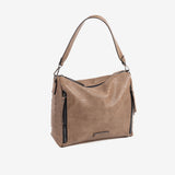 SHOULDER BAG WITH CROSSBODY BAG, TAUPE COLOR, ALAMO SERIES. 30x23x11cm