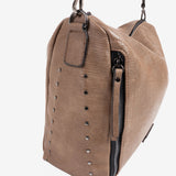 SHOULDER BAG WITH CROSSBODY BAG, TAUPE COLOR, ALAMO SERIES. 30x23x11cm