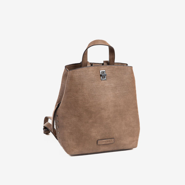 WOMEN'S BACKPACK, TAUPE COLOR, ALAMO SERIES. 24.5x28x10 cm