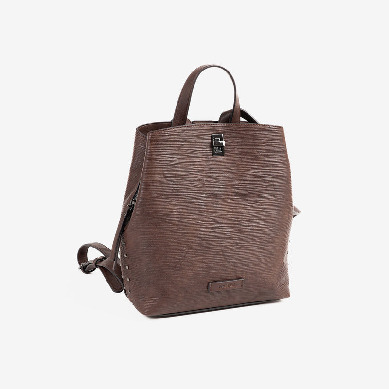 WOMEN'S BACKPACK, BROWN COLOR, ALAMO SERIES. 24.5x28x10cm