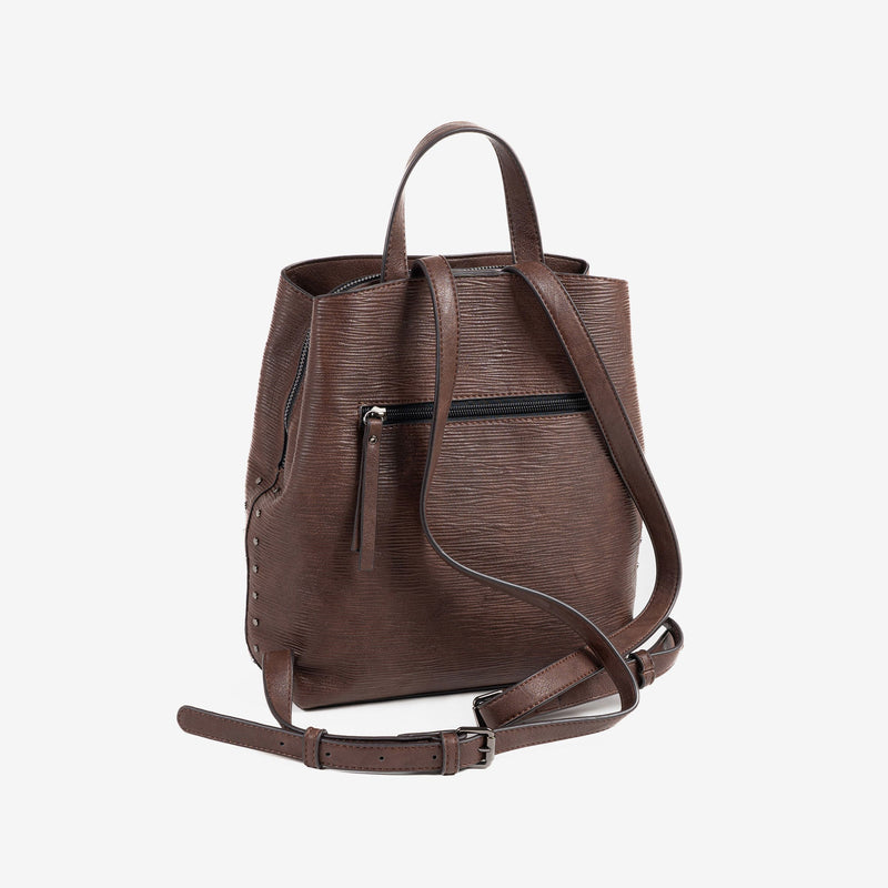 WOMEN'S BACKPACK, BROWN COLOR, ALAMO SERIES. 24.5x28x10cm