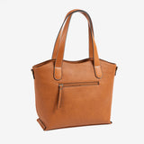 SHOULDER BAG WITH CROSSBODY BAG, LEATHER COLOR, BIRCH SERIES. 31x28x13cm