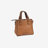 WOMEN'S HANDBAG WITH CROSSBODY BAG, TAUPE COLOR, CASTANYO SERIES. 22x20x12cm