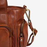 WOMEN'S HANDBAG WITH CROSSBODY BAG, LEATHER COLOR, WASHED LEATHER SERIES. 28x19x11cm