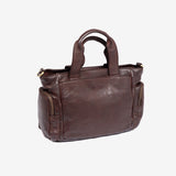 WOMEN'S HAND BAG WITH SHOULDER STRAP, BROWN COLOR, WASHED LEATHER SERIES. 28x19x11 cm