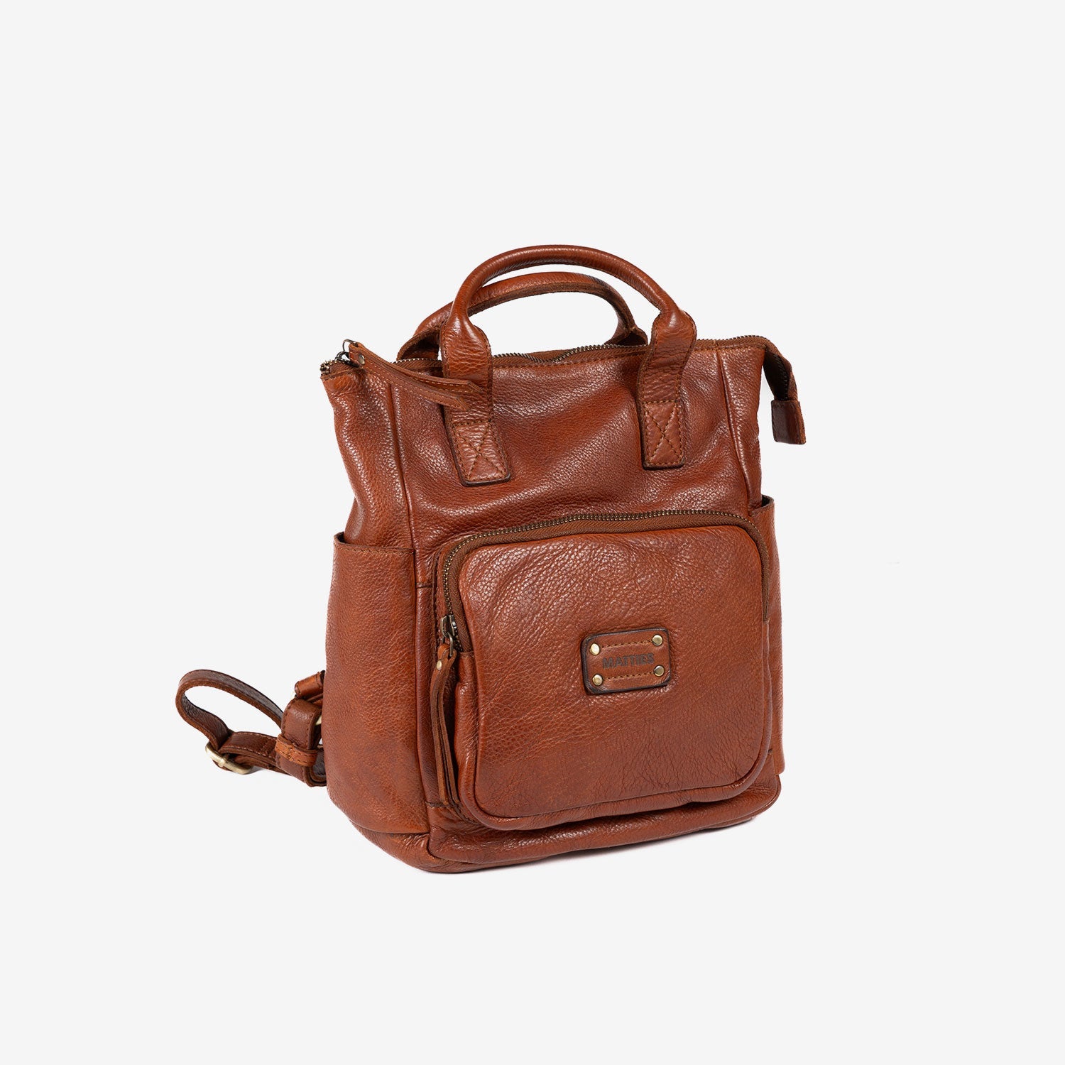 WOMEN'S BACKPACK, LEATHER COLOR, WASHED LEATHER SERIES. 25x27x11cm