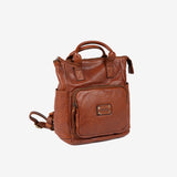 WOMEN'S BACKPACK, LEATHER COLOR, WASHED LEATHER SERIES. 25x27x11cm