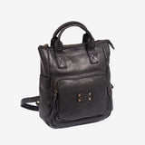 WOMEN'S BACKPACK, BLACK COLOR, WASHED LEATHER SERIES. 25x27x11 cm