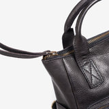 WOMEN'S BACKPACK, BLACK COLOR, WASHED LEATHER SERIES. 25x27x11 cm