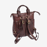 WOMEN'S BACKPACK, BROWN COLOR, WASHED LEATHER SERIES. 25x27x11 cm