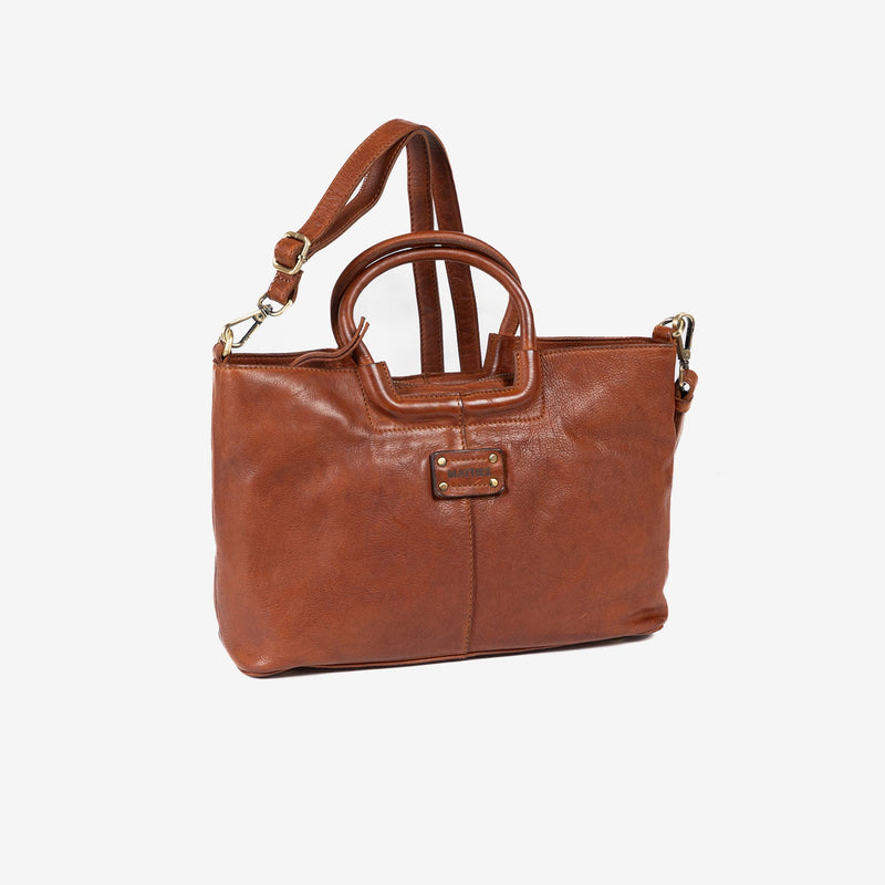 WOMEN'S HANDBAG WITH CROSSBODY BAG, LEATHER COLOR, WASHED LEATHER SERIES. 30x19x9.5cm