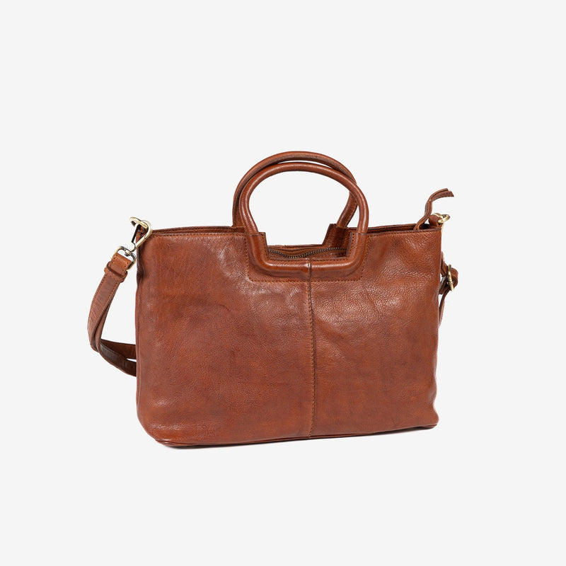 WOMEN'S HANDBAG WITH CROSSBODY BAG, LEATHER COLOR, WASHED LEATHER SERIES. 30x19x9.5cm