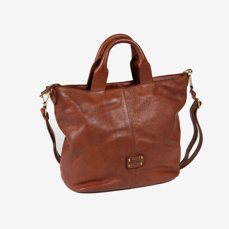 WOMEN'S HANDBAG WITH CROSSBODY BAG, LEATHER COLOR, WASHED LEATHER SERIES. 30x29x15cm