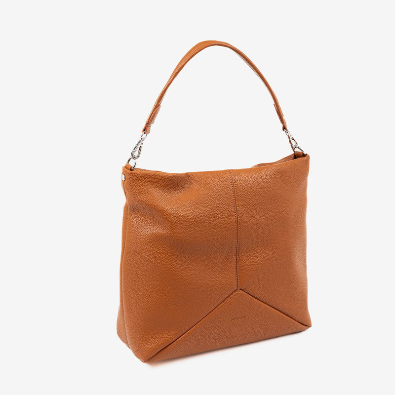 SHOULDER BAG WITH STRAP, LEATHER COLOR, ABLA SERIES. 21x29x12 CM