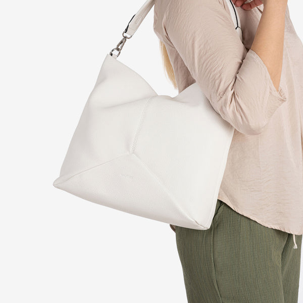 SHOULDER BAG WITH STRAP, WHITE COLOR, ABLA SERIES. 21x29x12 CM