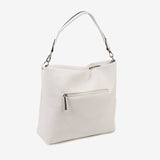 BOLSO DE HOMBRO CON BANDOLERA, COLOR BLANCO, SERIE ABLA. 21x29x12 CM