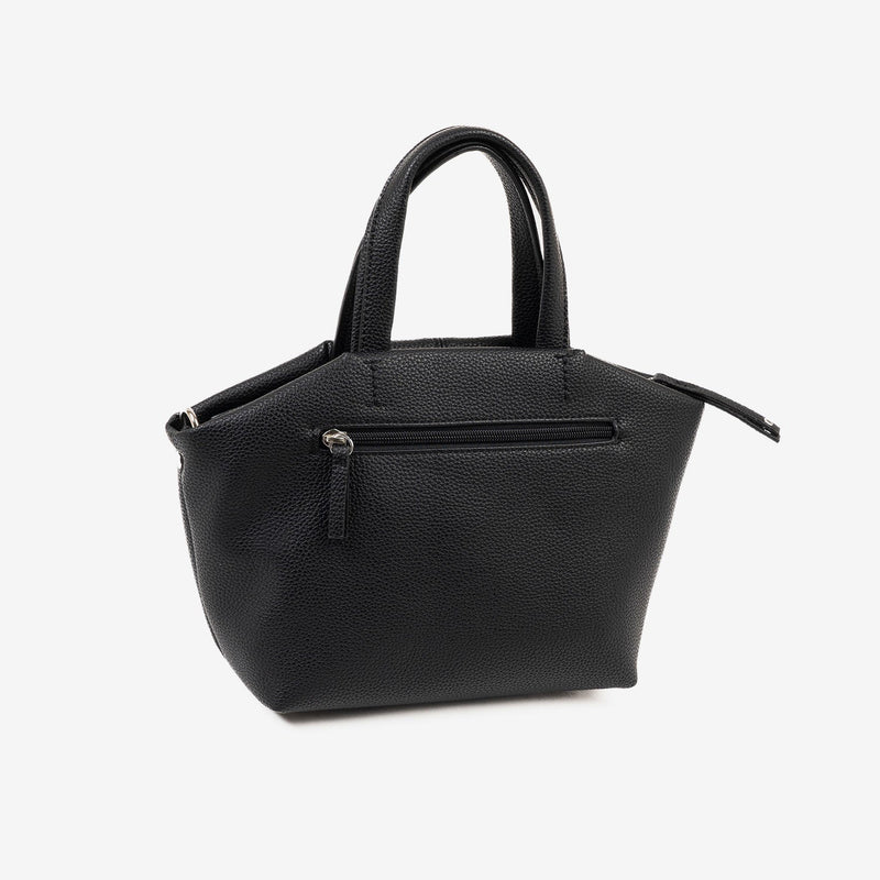 HAND BAG WITH SHOULDER STRAP, BLACK COLOR, ABLA SERIES. 22x19x12 CM